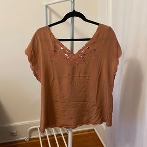 Sezane Silk Floral Blouse in Muted Pink